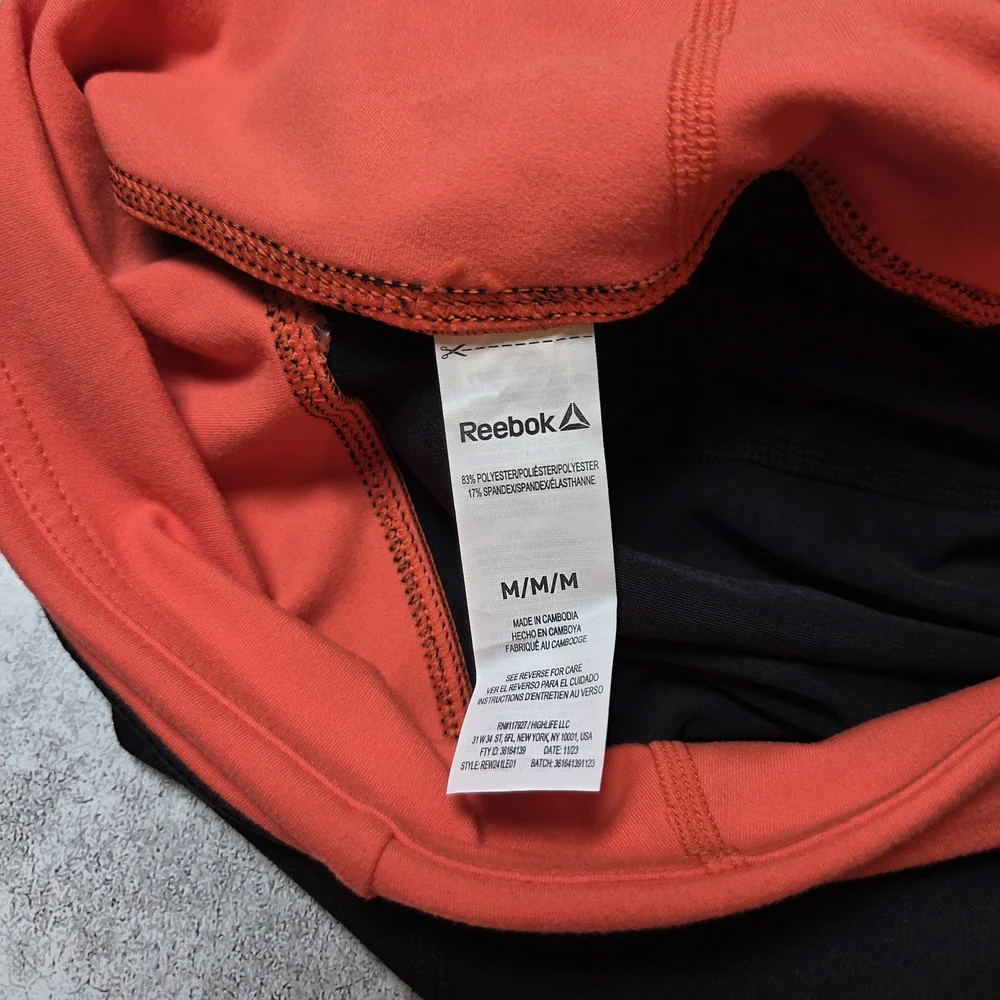 Reebok Leggings Women's Med Black High Rise Side Pockets Performance Activewear - Picture 12 of 16